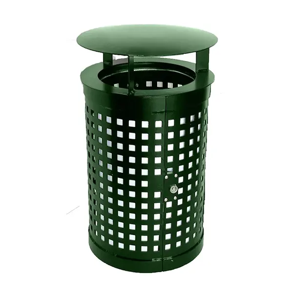 Papperskorgar | Papperskorg Cylinder 50L med tak – Grön