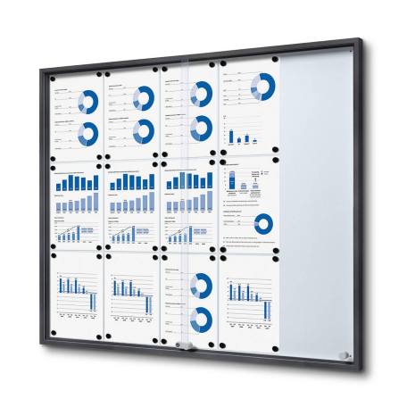 Informationstavlor | Låsbar informationstavla med skjutdörrar för inomhusbruk slim