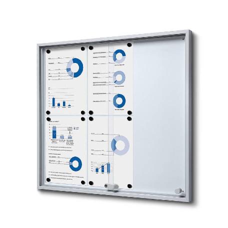 Informationstavlor | Låsbar informationstavla med skjutdörrar för inomhusbruk slim