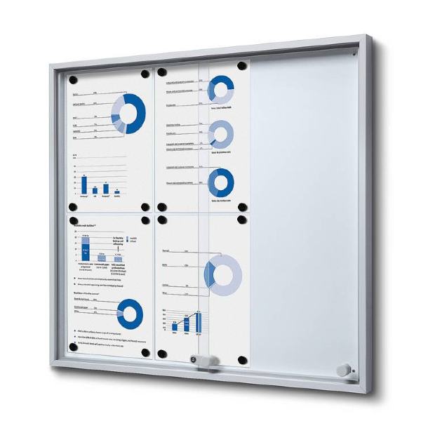 Informationstavlor | Låsbar informationstavla med skjutdörrar för inomhusbruk slim